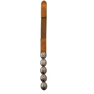 Western Brown Leather Silver Conchos Stretch Belt
